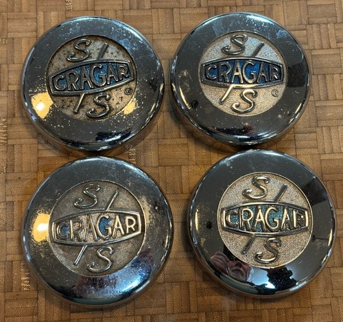 🔥Cragar Wheels S/S Chrome Metal Custom Wheel Center Caps Set of 4 old school.