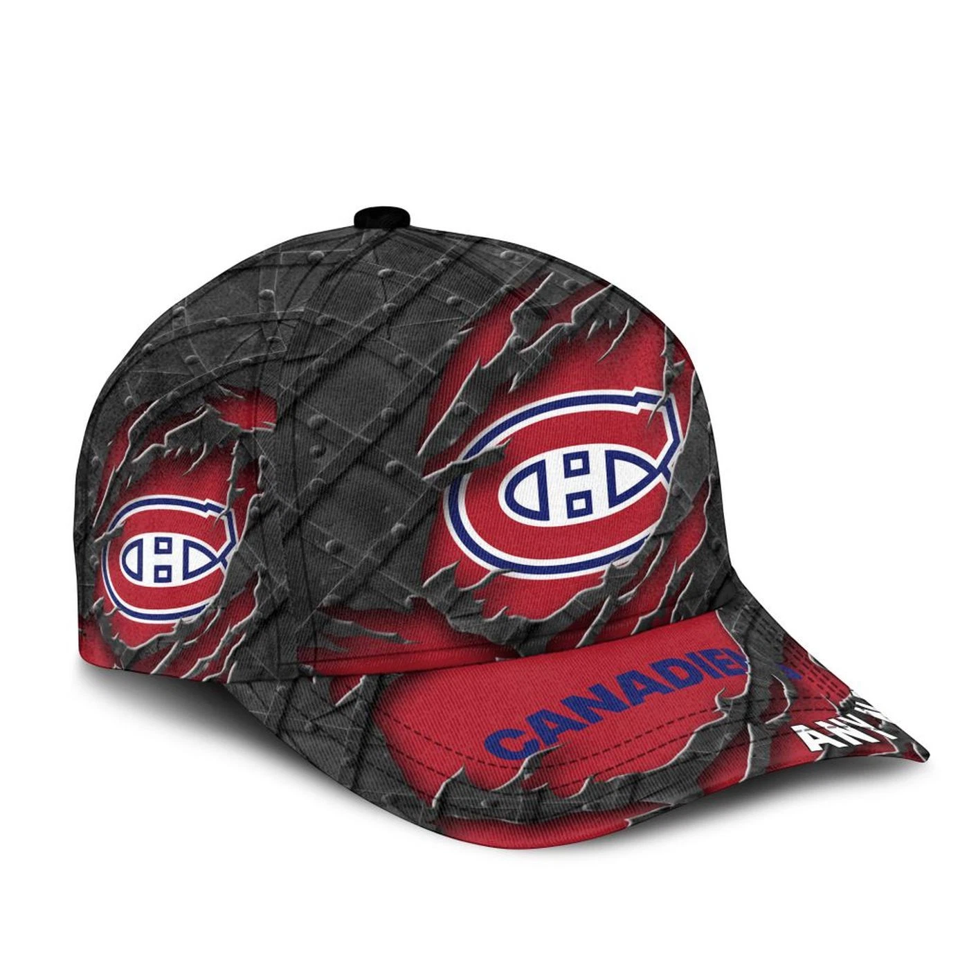 Montreal Canadiens Personalized Name Black Metal Design Classic Cap
