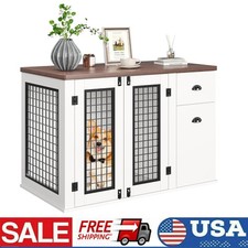 Dog Crate Furniture 44" Wooden Dog Kennel Indoor Dog Cage End Table for Entryway