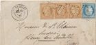 1873 LETTER BAND OF 3 N°55 + N°60A FOR FLEURY