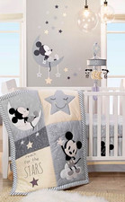 Disney Mickey Mouse Friends Stars Crib Bedding Set, Gray/White/Black