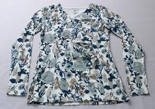 Talbots Women's Petite Long Sleeve Floral Crossover Top WR4 Multicolor Petite