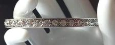 Vintage Premier Designs silver tone bracelet clear rhinestones 7" bangle