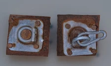 Vintage Tie-Down Anchor Points (Pair) w/ Plates & Hooks Cargo Control Hardware