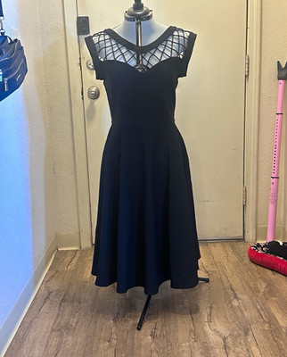 Unique Vintage ''Black Diamond Cable Swing Dress  rockabilly style size L