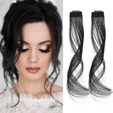 Long Side Bangs, Natural Black, 2 PCS