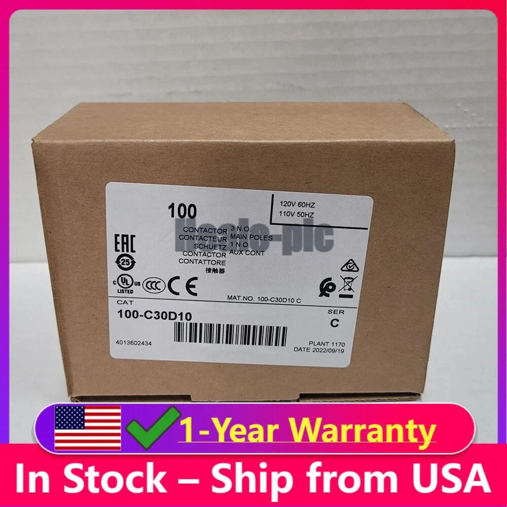 New For 100-C30D10 Ser C Contactor 30A 110V/120V 60Hz 100C30D10
