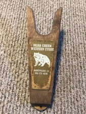 Vtg Bear Creek Western Store Montpelier, LA Wood Leather Boot Jack Shoe Puller