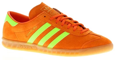 Adidas Originals Hamburg W Baskets Femme En Cuir Daim Lacets Orange Vert, UK - Photo 1/4