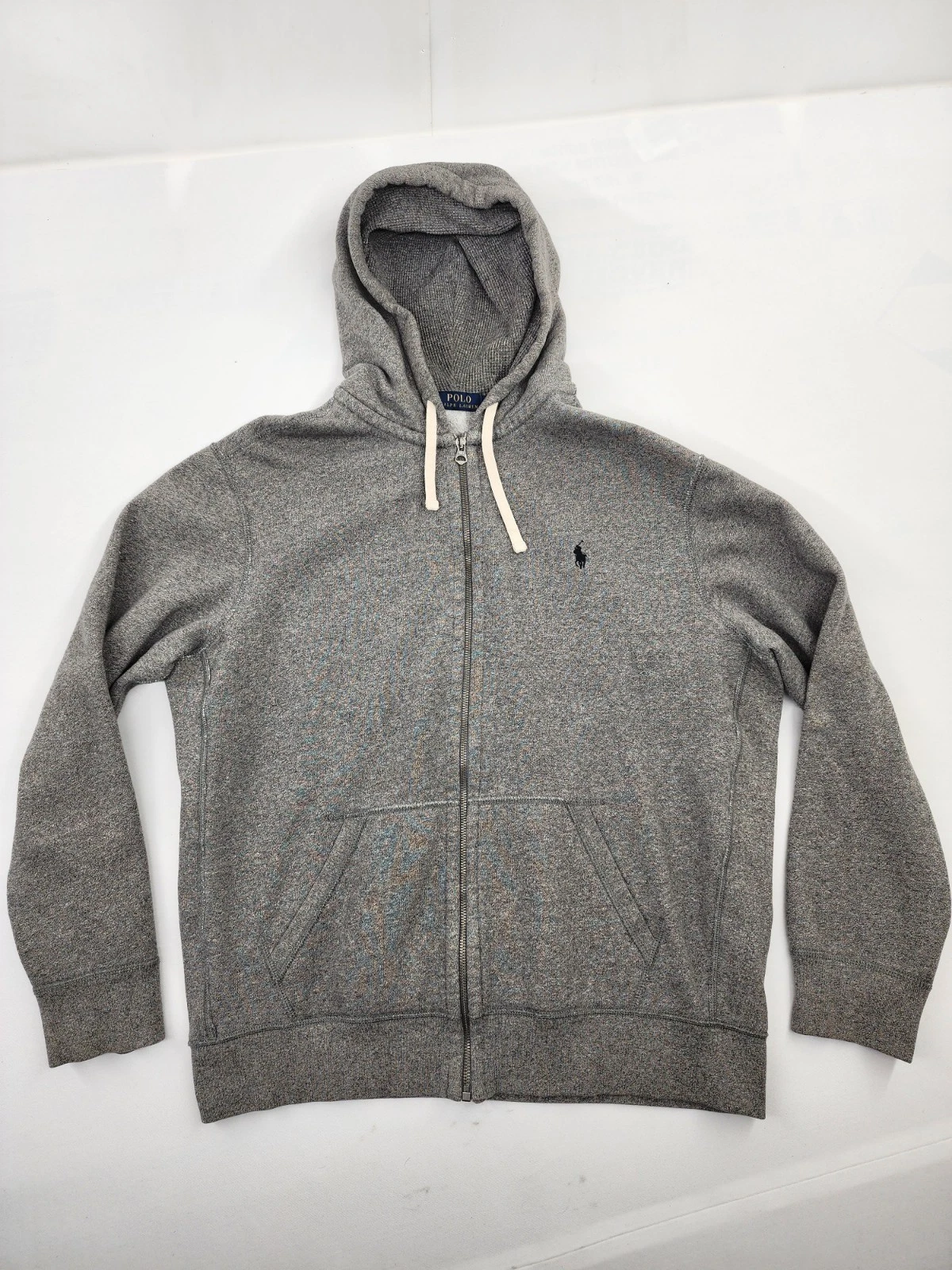 Polo Ralph Lauren Zip-Up Hoodie Thermal Waffle Hood Gray Black Pony Men's XL