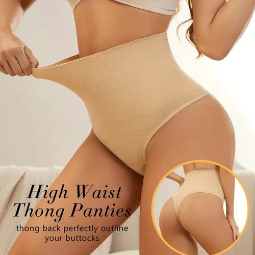 Women High Waist Tummy Control Body Shaper Thong Pants Shapewear Slim Underwear - Picture 3 of 26