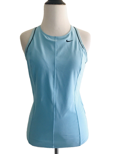 Nike Womens Blue Tank Sleeveless Mesh Racerback Yoga Sportswear Tee Size S Small