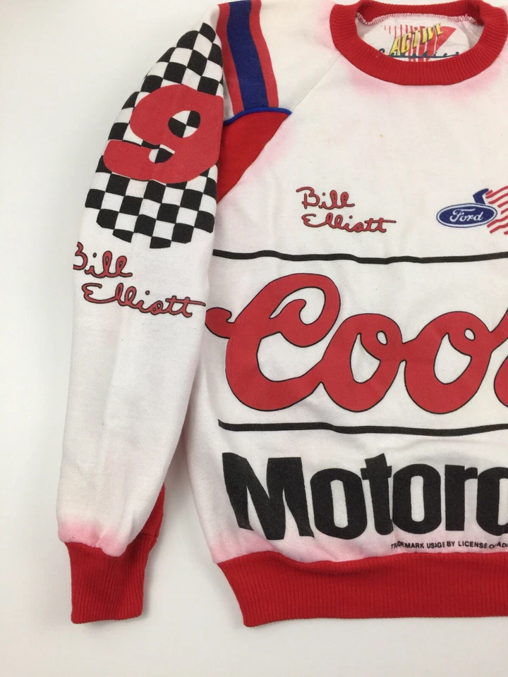 Antigo Bill Elliott Moletom Masculino Coors Toda Bandeira Logotipo Colorblock Motorcraft M - Imagem 2 de 4
