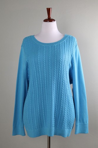 TALBOTS Plus NWT $118 Cable Knit Button Detail Cotton Sweater Top Size 3X