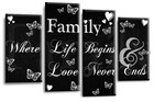 Family Love Wall Art Black White Living Room Bedroom Split Canvas Picture Print