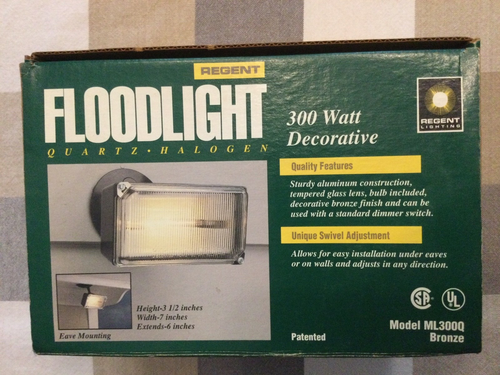 Regent 300 Watt Halogen Floodlight ML300Q Bronze ~ New
