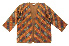 Vtg Yak Magic Nepal Brown Orange Cotton Pocket Oversize Blazer Jacket Medium