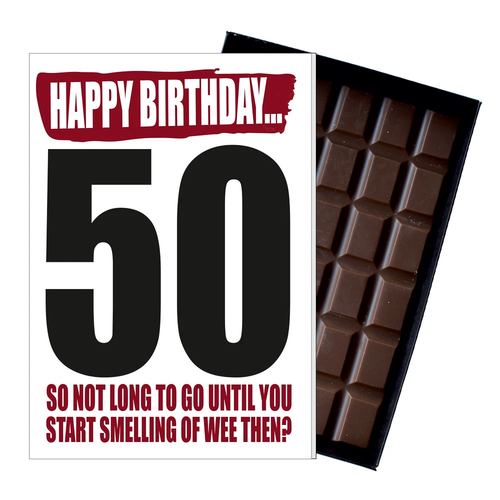 Novelty Chocolate Gifts Men Women Funny Rude Greeting 50th Birthday Card Bar Box