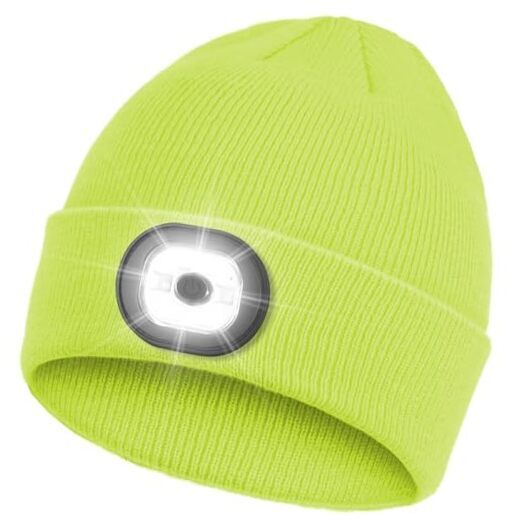 Unisex Winter Beanie Knit Cap with Built-in LED Headlamp for Men Dad Father Gifts Featuring Lemon Design-image