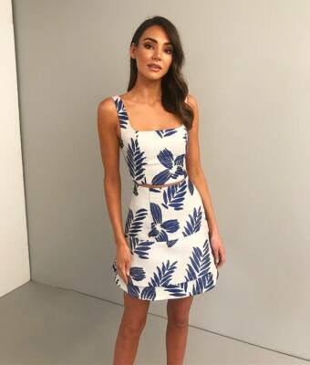 KOOKAI BLUE IRIS MINI SKIRT AND TOP Sz 38 FREE POST (J3)