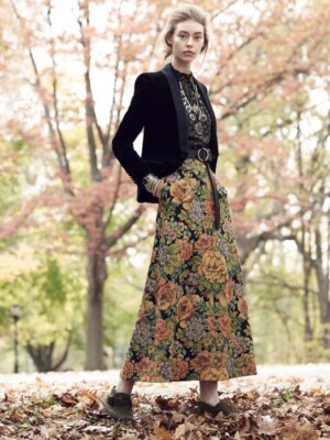 2K YSL Saint Laurent Midi Jacquard Floral Skirt Tapestry Brocade F