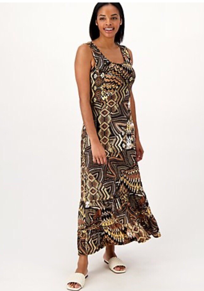 attitudes by renee regular como jersey tank midi dress Peasant Hem Neutral Safari 1X 300mm - 500mm