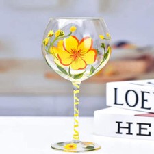 Hand-painted Wine Glass - Orange/Yellow Frangipani (1 pce, 400ml)