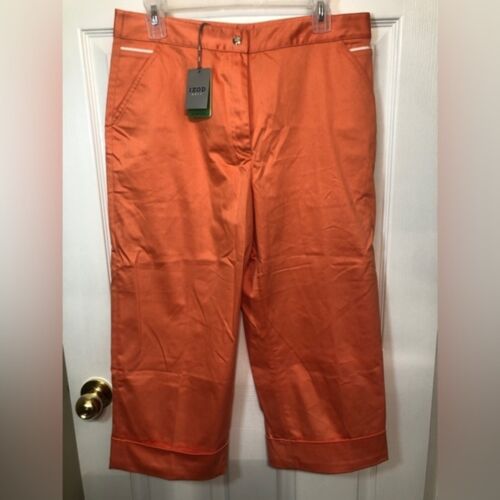 Izod Golf Sz 12 Mango Stretch Cuffed Cropped Pants NEW NWT