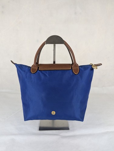 Longchamp Le Pliage Tote Bag Navy/Blue Nylon Leather Medium Bag Made in China - Picture 2 of 15