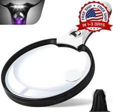 Lupa De Mano Con Aumento 10X 20X 45X Con Luz 3 LED Para Leer Joyas Grande NEW US