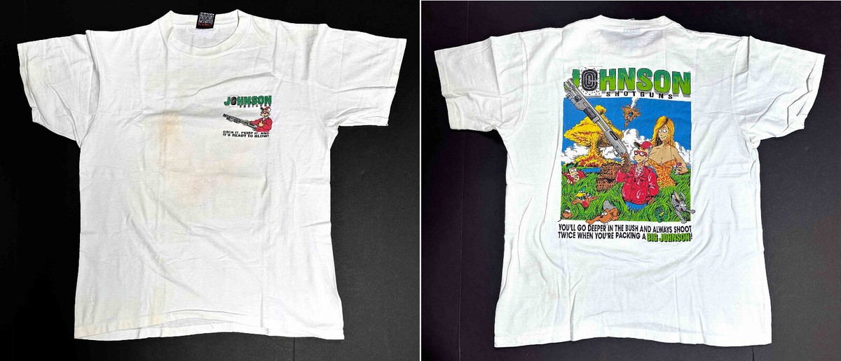 Vintage BIG JOHNSON SHOTGUNS T Shirt Large 100% Cotton White 1993