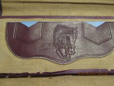 Vtg Brown Leather Men's Wallet Billfold Stamped With Horse  s Head 4 Compartments