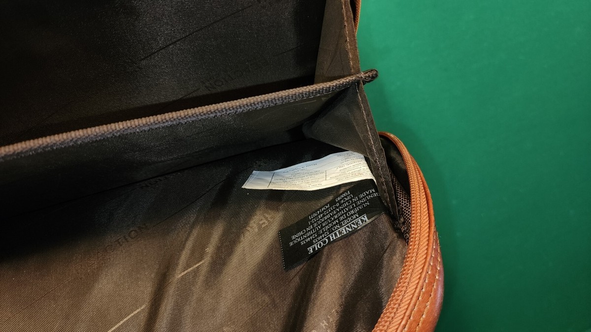 nyalon Kenneth Cole Reaction Brown Leather Laptop Messenger Bag W
