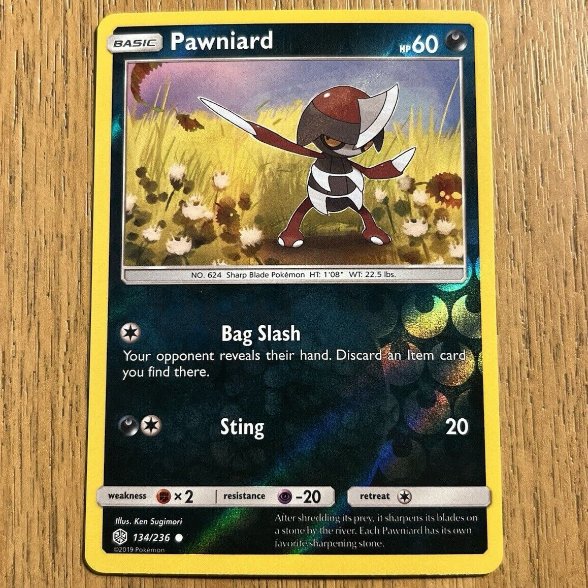 Pawniard 134/236 Cosmic Eclipse Reverse Holo Pokemon Card NM