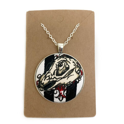 Zombie Rabbit - Large Fabric Button Necklace
