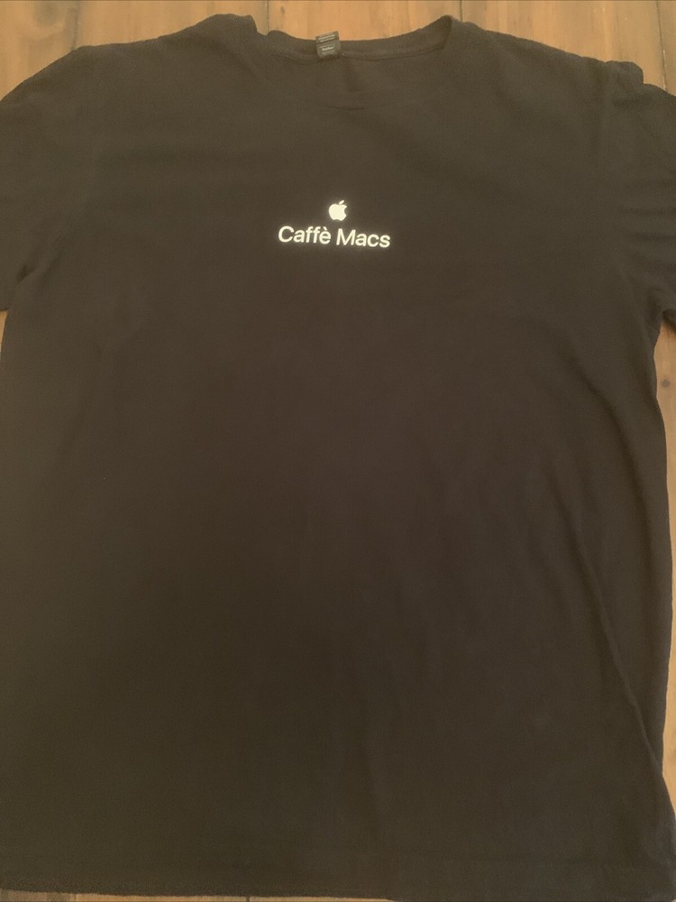 Apple Caffe Macs T-shirt black lightweight anvil brand large Employee Tshirt