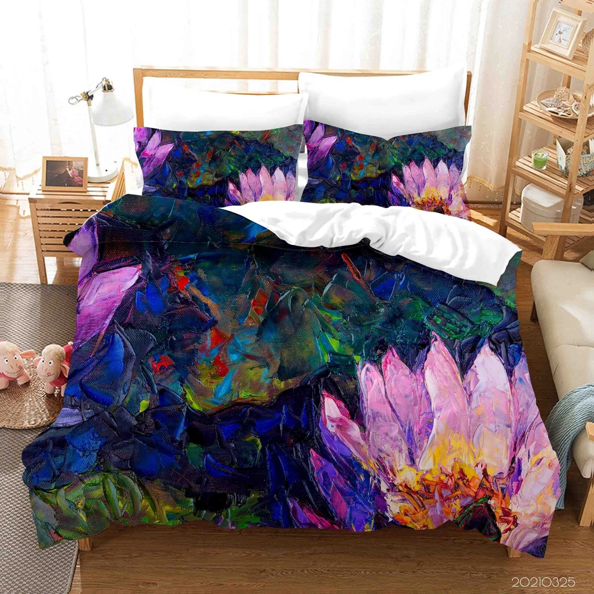 Hoem Set Lenzuola Queen Size (240x200) - Copripiumino Reversibile Astratto In Cotone E Poliestere - 3 Pezzi - 2