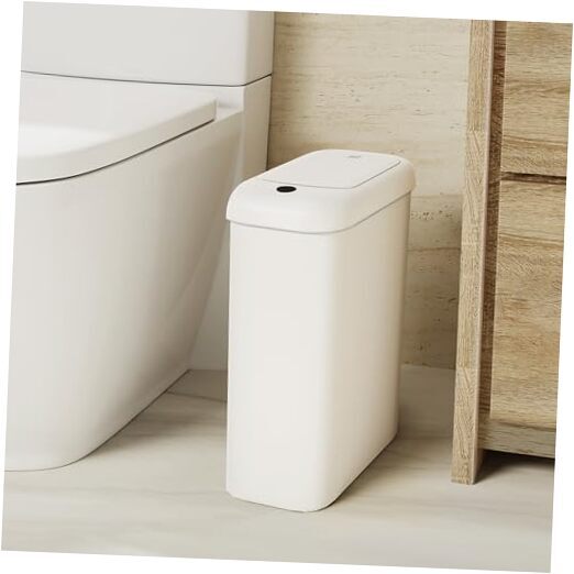 Automatic Bathroom Trash Can with Lid, 2.6 Gallon 10L White (2024 Version)