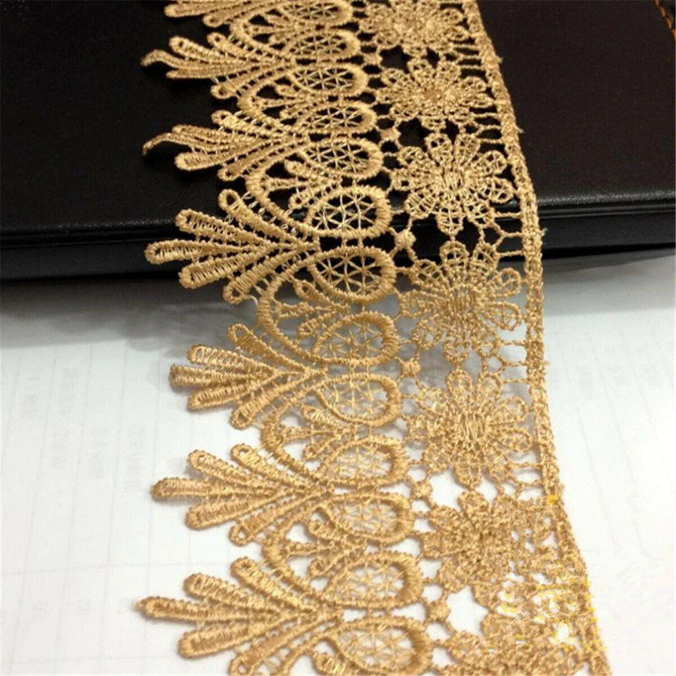 1 Yd Polyester Spitzenborte Band Häkeln besatz für Hochzeit Kleid Nähen Handwerk - Bild 2 von 3