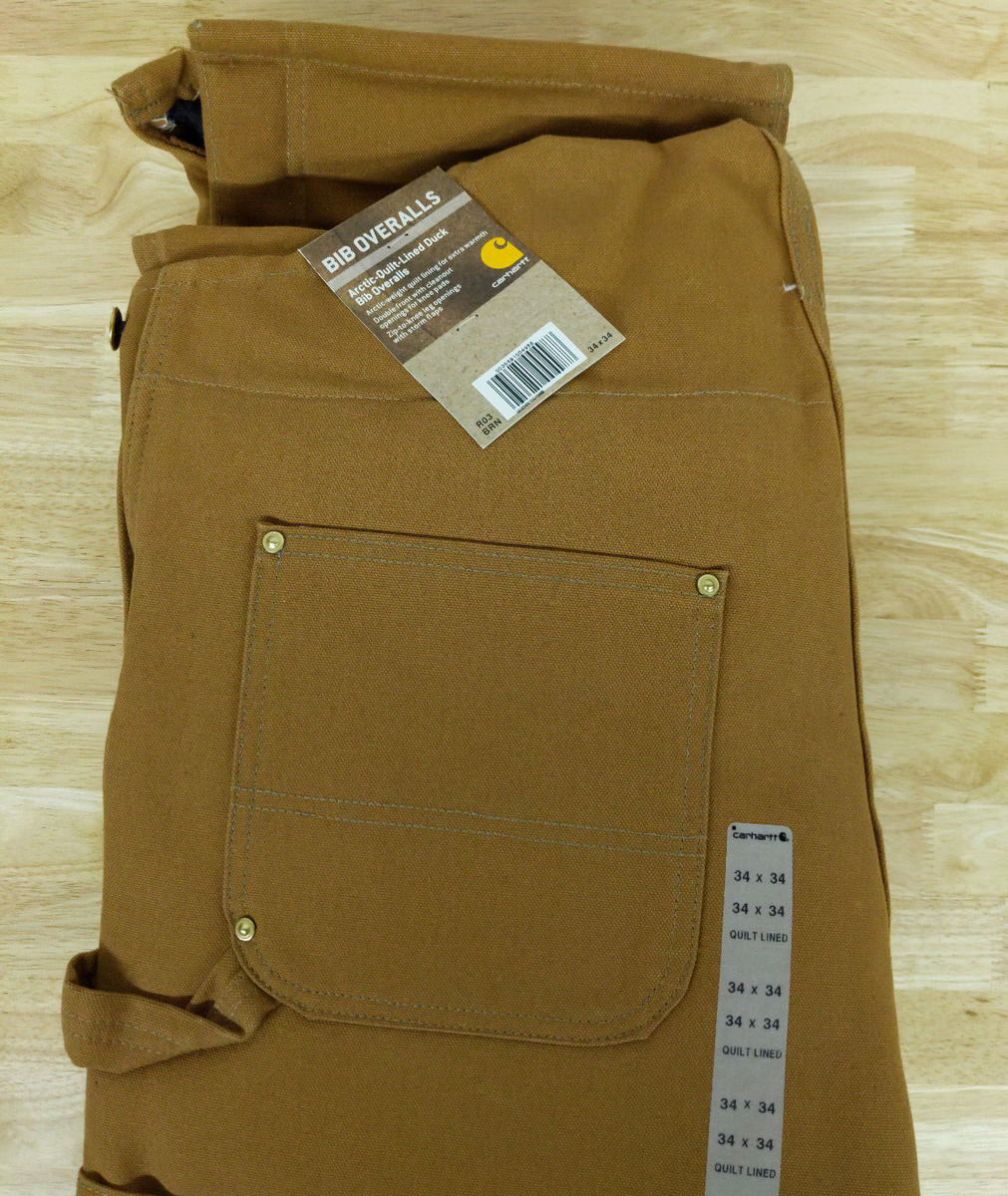 NWT DEADSTOCK Carhartt R03 USA Made Arctic Quilt Lined Duck Bib