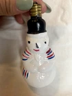 VINTAGE SNOWMAN LADY RED & BLUE SCARF  MILK GLASS CHRISTMAS FIGURAL LIGHT BULB