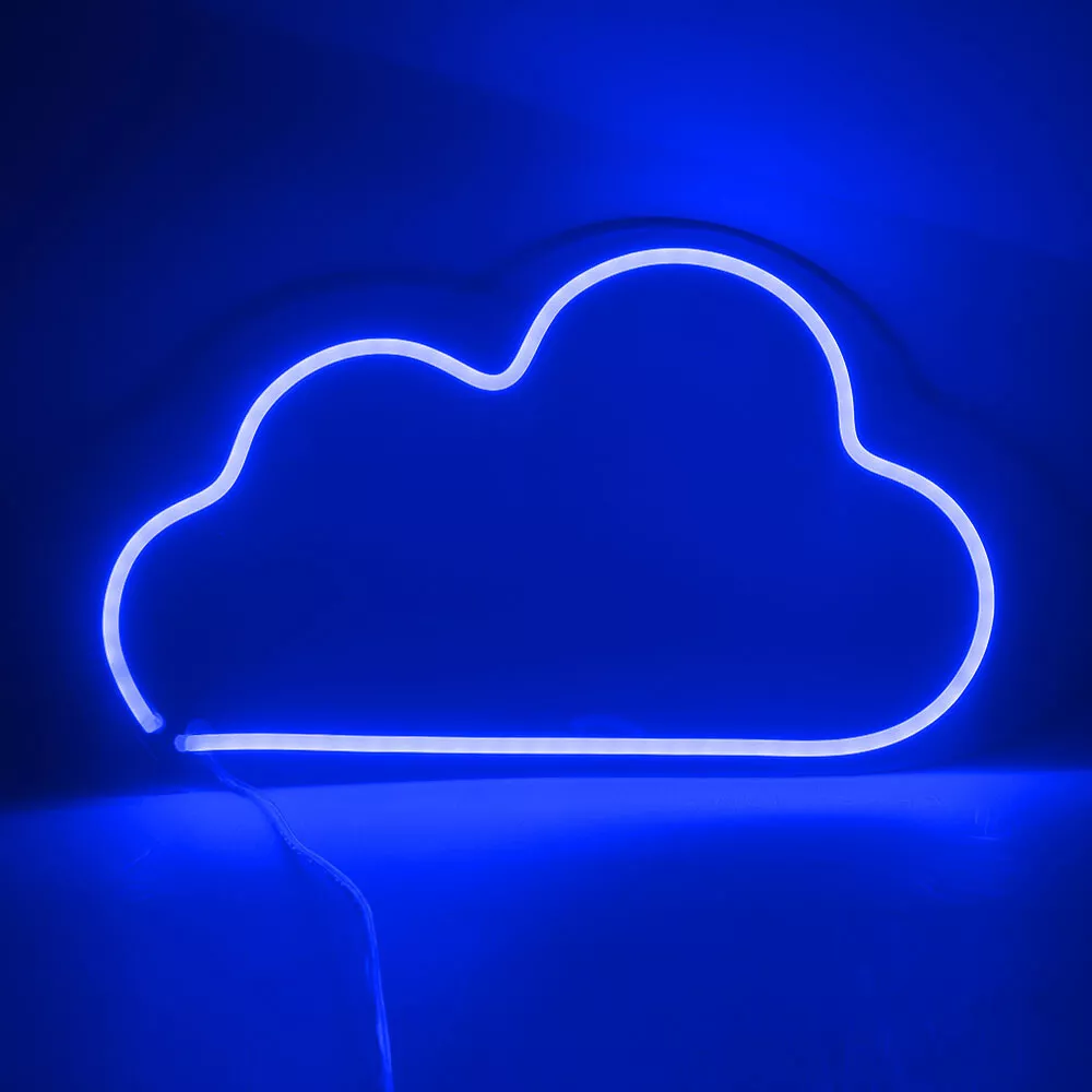 Blue LED Cloud Neon Sign for Home Room Living Room Balcony Art