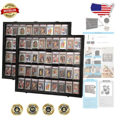 Elegant Black Wood Card Frame for 36 Baseball Cards - Anti-Theft & UV Shield