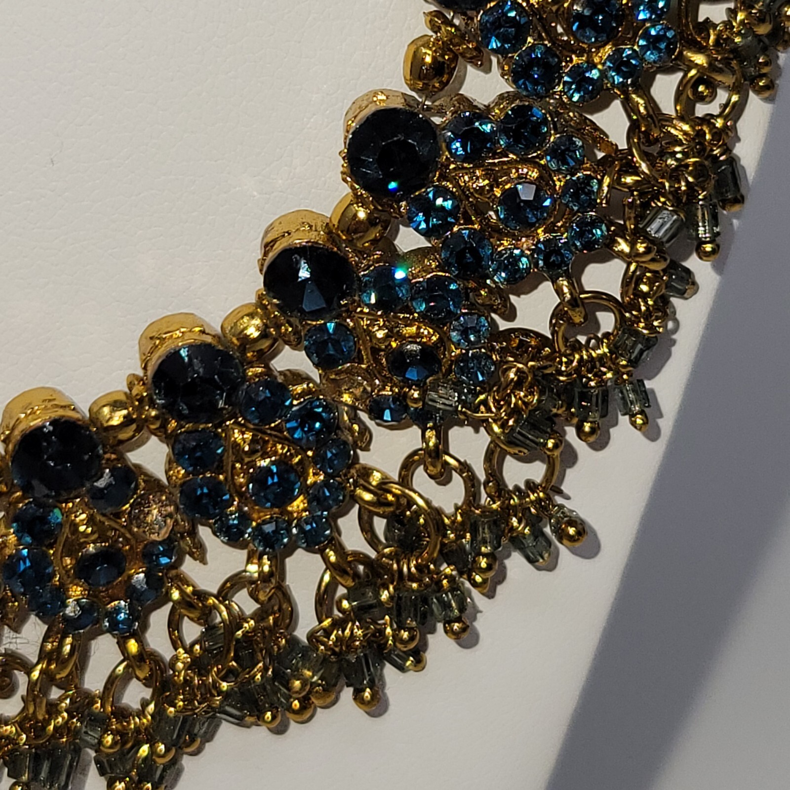 Stunning Blue Rhinestone Statement Boho Style Nec… - image 5