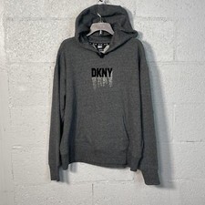 DKNY Rhinestone logo fleece hoodie, Grey Small