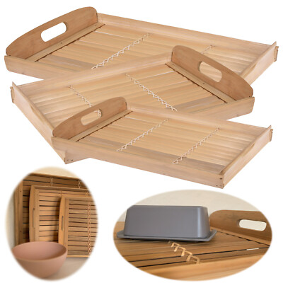 3er Set Bambus Serviertablett Kchen-Tablett Bett-Tablett Frhstck Griff  Deko | eBay.de