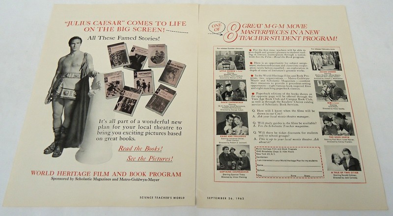two page 1962 MGM movie ad ~ JULIUS CAESAR + more