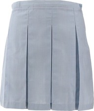 Lands' End Box Pleat Skirt Top Knee Blue/White Houndstooth 12 NWOT 881 