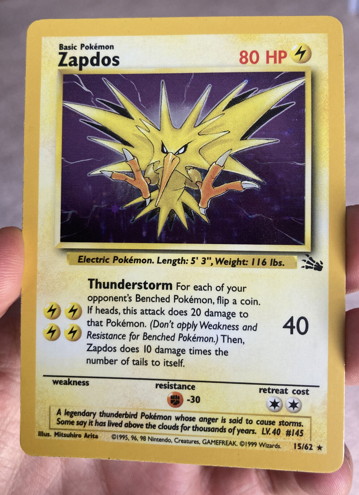 Zapdos (15/62) (Corrected Version) [Fossil Unlimited] – Pokemon Plug