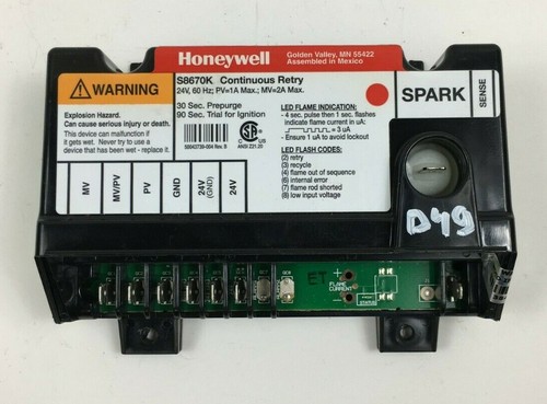 Honeywell S8670K Continuous Retry Ignition Control S8670K3000 used  #D49